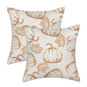 NEW Pk of 2 Burnt Orange Pumpkin Decor Throw Pillows Case 24”